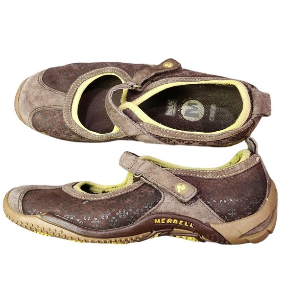 Merrell Women’s Circuit Brown Mary Jane Leather Strap Loafer Suede Shoes 6 - Picture 1 of 7